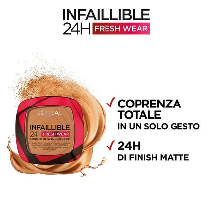 Pulbere compactă L'Oréal Paris Infaillible 24H Fresh Wear, Hazelnut, 13g