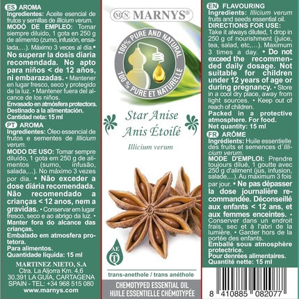 Ulei esential Anason, Marnys, 15ml, pur
