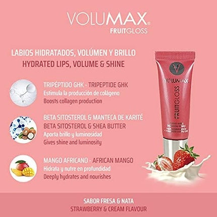 Luciu de buze, Volumax, Fruitgloss, 7.5ml, căpșuni și cremă