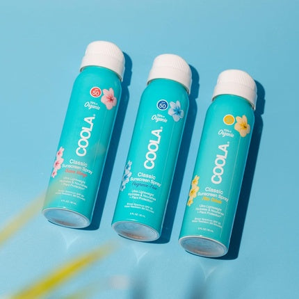 Soluție protectie solară, Coola, spray organic, albastru