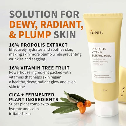 Cremă de noapte iUNIK Propolis Vitamin Sleeping Mask, 60ml