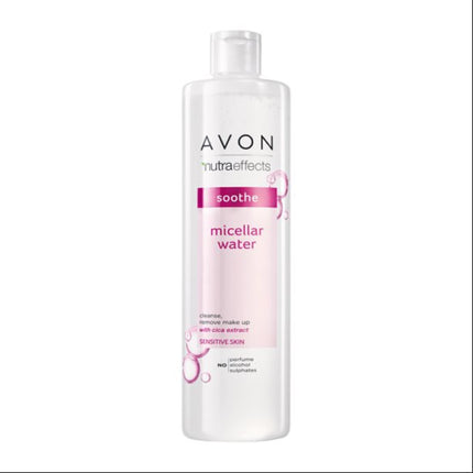 Avon Nutra Effects Micellar Facial Water, Soothe, pentru piele sensibilă, Vitamin E și unt de shea