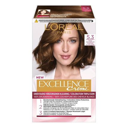 Vopsea de par, L'Oréal Paris, Excellence Cream, Saten Deschis Auriu 5.3