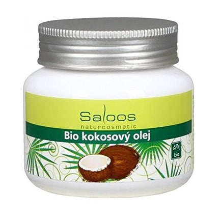 Ulei de cocos organic Saloos, 250ml, sticlă albă cu capac metalic argintiu