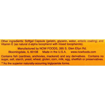 Supliment Nutrițional, Now Foods, Molecularly Distilled Omega-3 1000mg, 180 Softgels