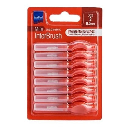 Periuțe interdentale ergonomice Intermed Mini, roșii, mărimea 2 - 0.5mm, 8 bucăți