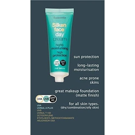 Cremă Față Evdermia, Silken, SPF 40, Verde