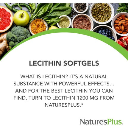 Supliment, NaturesPlus, Lecithin, capsule moi, alb