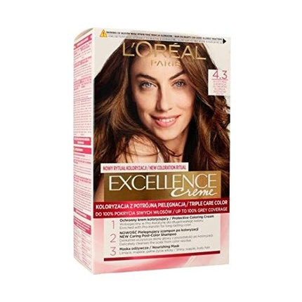 Vopsea de păr, L'Oréal Paris, Excellence Creme, 4.3 Castaniu auriu
