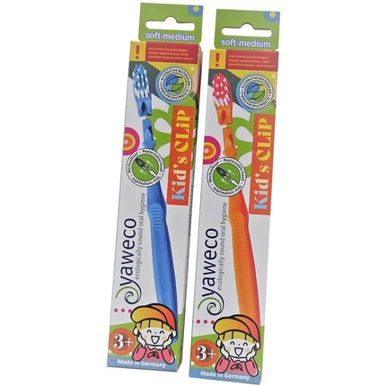 Periuță de dinți pentru copii, Yaweco Kid's Clip, interșanjabilă, soft-medium, albastru