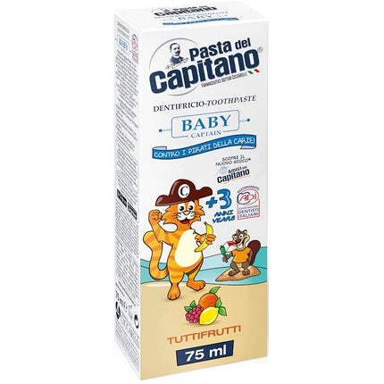 Dentifriciu copii, BabiPasta Captain Multi-Fruit, 75ml, gust fructe