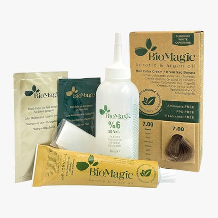 Vopsea păr, BioMagic, Keratină și ulei argan, blond