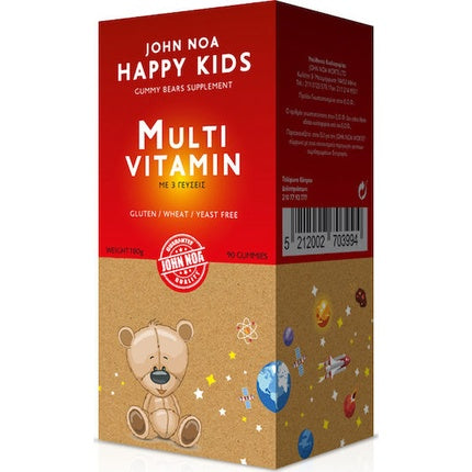 Gume Vitamine John Noa Happy Kids, 90 Gummy Bears (110g), Fără Gluten