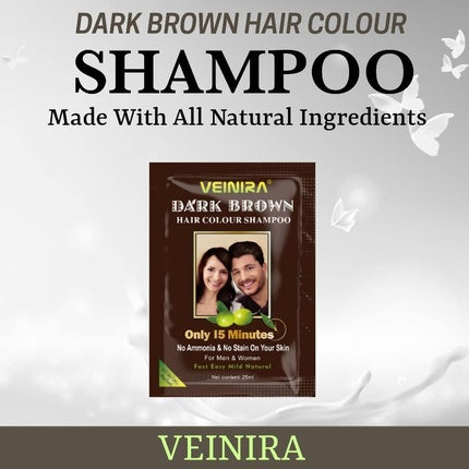 Șampon vopsea păr, Veinira, Dark Brown, 250 ml, formulă din plante
