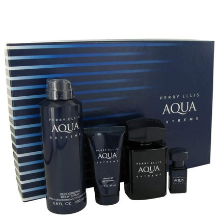 Set Cadou Parfum Perry Ellis Aqua Extreme, 4 piese, cutie albastră