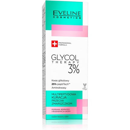 Tratament antirid, Eveline Cosmetics, Glycol Therapy 3%, multipeptide, 18 ml