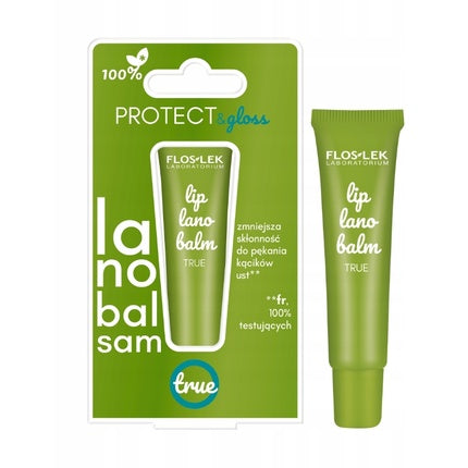 Balsam buze Floslek Laboratory Lanobalsam For Lips True, 12 g, verde