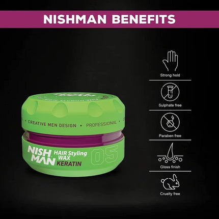 Gel Ceară Păr, Nishman, Styling, verde, 150ml