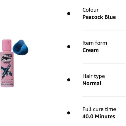 Vopsea de păr, Crazy Color, Peacock Blue, 100 ml, 4 buc