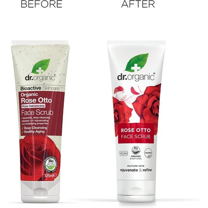 Exfoliant față, Dr Organic, Rose Otto, piele matură, 125ml