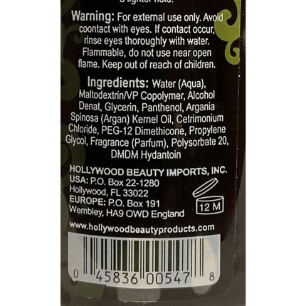 Spray păr Hollywood Beauty Argan Spritz verde