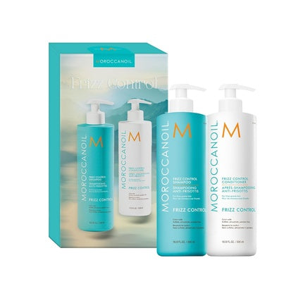 Set Shampoo și Conditioner Frizz Control, Moroccanoil, 250ml/338ml, Ambalaj Verde-Alb