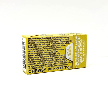 Chewsy Natural Guma de mestecat cu lămâie, 15g, ambalaj fără plastic