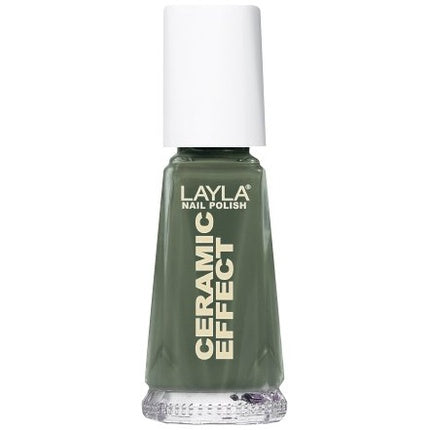 Layla Ceramic Effect Nail Polish, Khaki Green, 10ml, cu pensulă
