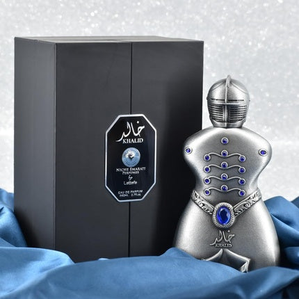Perfum Bărbați Lattafa Niche Emarati Khalid, 100 ml, Argintiu