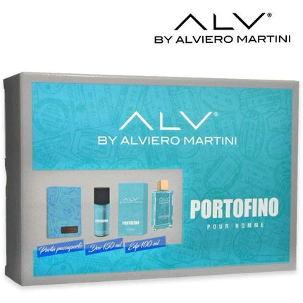 Set Cadou Parfum Alviero Martini Portofino, EDP 100ml + Deodorant 150ml + Porta Passaporto