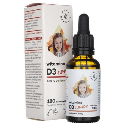 Aura Herbals, Vitamin D3 Junior 800 IU Drops, 30ml
