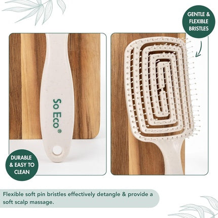 Perie de păr detanglantă So Eco Flexi Paddle, culoare alb crem