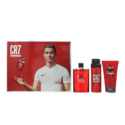 Set Cadou Parfum CR7, Cristiano Ronaldo, 3 Piese (Parfum, Gel de Duș, Loțiune), 100ml + 100ml + 100ml, Culoare Roșie