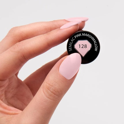 Lac de unghii, Semilac, 128 Pink Marshmallow, 7ml