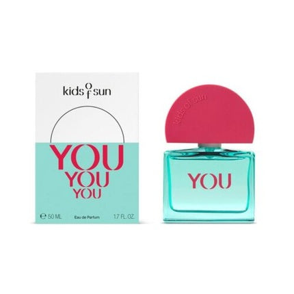 Parfum pentru copii, Kids Of Sun, flacon turcoaz cu capac roz, 50ml