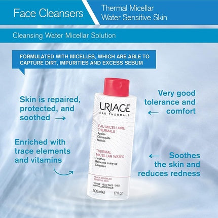 Uriage Eau Micellaire Thermale, Apă Micelară pentru Piele Sensibilă, 500ml