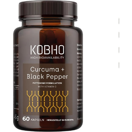 Kobho Labs Turmeric Capsules, Meriva Curcumin, cu Piper Negru și Vitamina C, 60 capsule