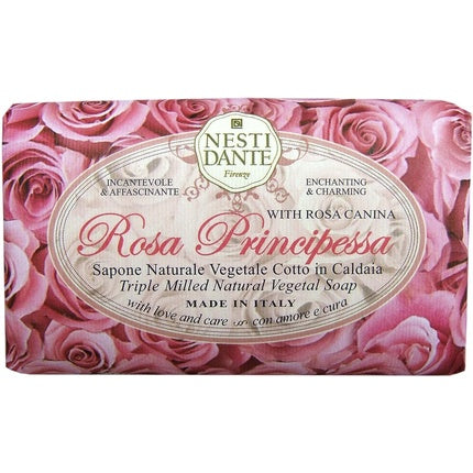 Săpun Nesti Dante Rosa Principessa cu esență de trandafir, ambalaj floral