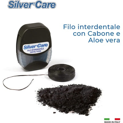 Filo interdental SilverCare, Carbon Dental Floss, negru