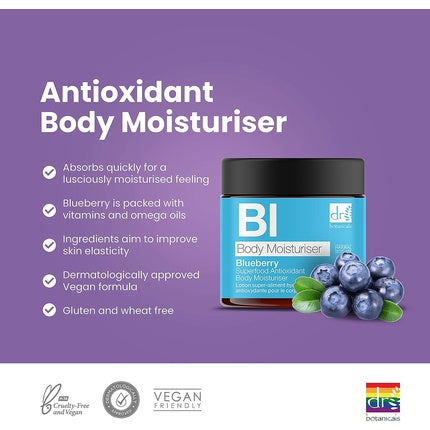 Cremă hidratantă corp, Dr Botanicals, afine, 60 ml