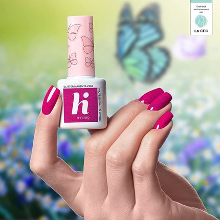Lac Gel, Hi Hybrid, Magenta Glitter, 5ml