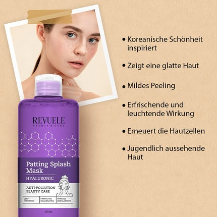 Revuele Patting Splash Hyaluronic Acid Mask 250ml - Protejează pielea de poluare și stresul zilnic