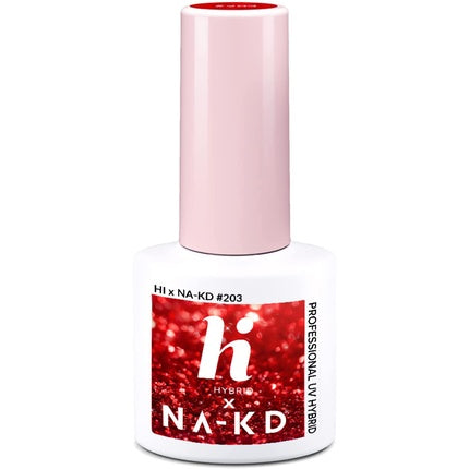 Gel UV Hi Hybrid #203, 5ml, Culoare Roșie cu Glitter