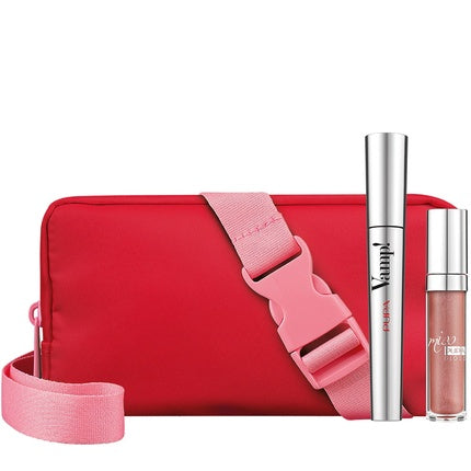 Kit Vamp! Mascara & Miss Pupa Gloss, Pupa, Set cadou cu geantă roșie și curea roz