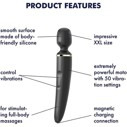Masator electric, Satisfyer Wand-er Woman, 50 moduri vibratie, negru