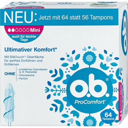 Tamponuri O.B. ProComfort Mini, 64 bucăți, ambalaj fără aplicator
