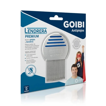 Pieptăn anti-pediculoză Goibi Premium, gri-albastru, 14.6x0.7cm