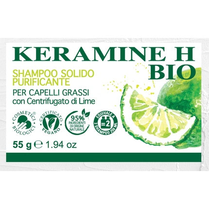 Șampon Solid Keramine H Bio pentru Păr Gras cu Centrifugat de Lămâie (55 g)