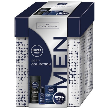 Set Îngrijire Corporală Nivea Men Deep Collection (Cremă 75ml, Antiperspirant Roll-On 50ml, Gel de Duș 250ml, Aftershave 100ml)
