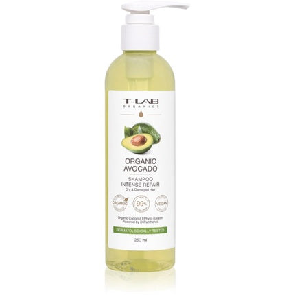 Șampon T-Lab Organics, Organic Avocado Intense Repair, pentru păr deteriorat și fragil, 250ml